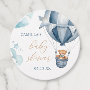 Étiquettes Cadeau On peut attendre le Baby shower bleu