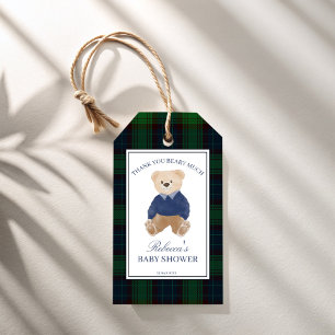 Étiquettes-cadeau On peut attendre le baby shower plaid classique fa
