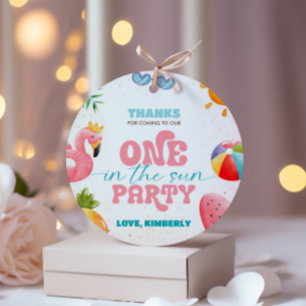 Étiquettes Cadeau One In The Sun Tropical Beach 1st Birthday Party