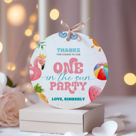 Étiquettes Cadeau One In The Sun Tropical Beach 1st Birthday Party