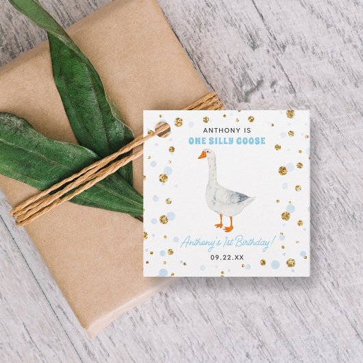 Étiquettes Cadeau One Silly Goose Boys 1ère fête d'anniversaire