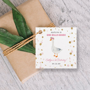 Étiquettes Cadeau One Silly Goose Girls 1st Birthday Party