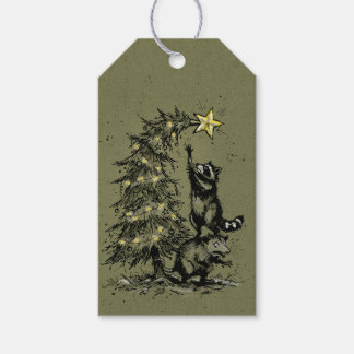 Étiquettes-cadeau Opossum et Raton Laveur Grungy Équipe de Noël Pers