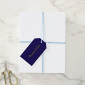Étiquettes-cadeau Or & Bleu Foncé Professionnel Nom Plain Propre (With Twine)