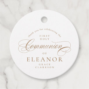Étiquettes Cadeau Or Élégante calligraphie Premier Merci Communion