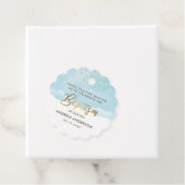 Étiquettes Cadeau Or Et Bleu Aquarelle Garçon Baptême Merci (En situation)