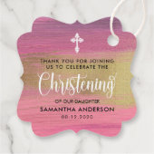 Étiquettes Cadeau Or Et Rose Abstraite Fille Christening Merci (Dos)