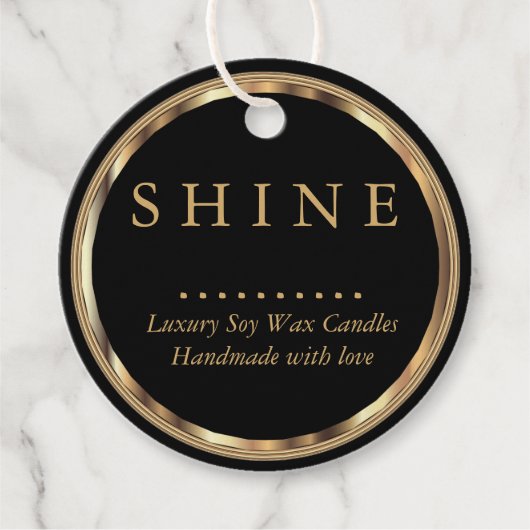 Étiquettes Cadeau Or métallique et noir (Devant)