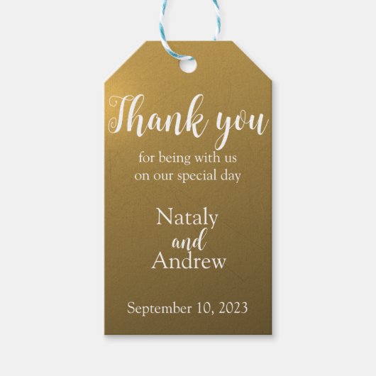 Étiquettes-cadeau Or métallique merci (Devant)