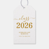 Étiquettes-cadeau Or Moderne Classe 2026 Script Doré (Dos)