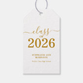 Étiquettes-cadeau Or Moderne Classe de 2026 Écriture Dorée (Devant)