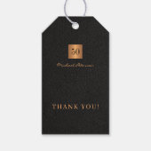 Étiquettes-cadeau Or moderne noir 50 ans anniversaire merci (Devant)
