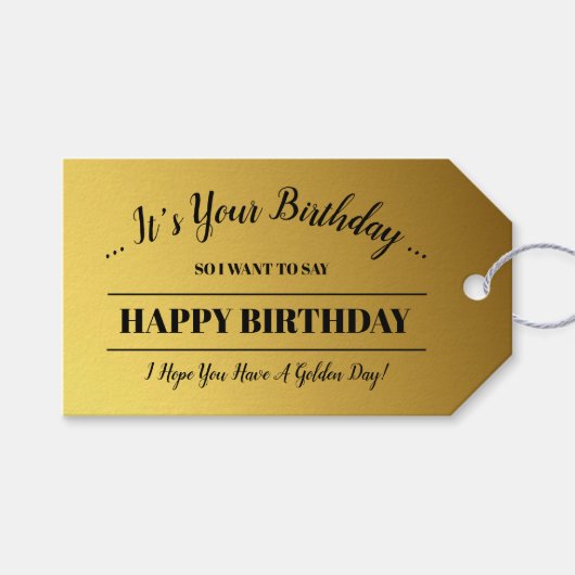 Étiquettes-cadeau Or personnalisé (Devant (Horizontal))