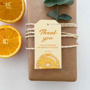 Étiquettes-cadeau Orange Agrumes Fruit personnalisé Merci d'annivers