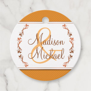 Étiquettes Cadeau Orange Automne Automne Mariage damassé Favoriser T