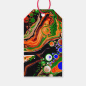 Étiquettes-cadeau Orange, Bleu, Vert, Black Digital Fluid Art (Devant)