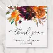 Étiquettes Cadeau Orange Bourgogne Brûlé Chute Florale Rustique Mari (Devant)