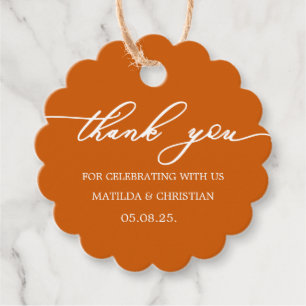 Étiquettes Cadeau Orange Burnt Wedding Favor Tags
