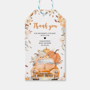 Étiquettes-cadeau Orange Fall Citrouille Truck Baby shower Favoriser