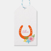 Étiquettes-cadeau Orange Horseshoe Pink NOM Fleurs Horse Grange (Devant)
