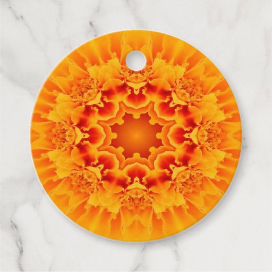 Étiquettes Cadeau Orange Marigold Mandala (Devant)
