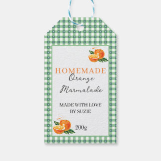 Étiquettes-cadeau Orange Marmalade Jar Label Personalized Gingham 
