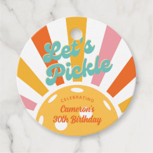 Étiquettes Cadeau Orange Pickleball Pickle Texte personnalisé