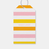 Étiquettes-cadeau Orange, rose et jaune rayé (Dos)