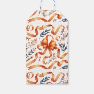 Étiquettes-cadeau Orange Ruban Floral Joli Anniversaire Botanique