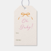 Étiquettes-cadeau Orange Simple Bow Pink Oh Baby (Devant)