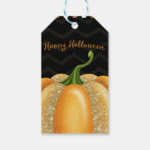 Étiquettes-cadeau Orange Sparkle Citrouille Halloween fête d'anniver (Dos)