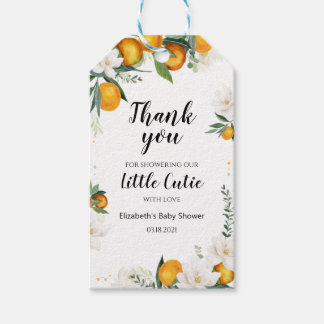 Étiquettes-cadeau Orange Tangerine Girl Baby shower Faveurs Balises 