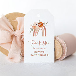 Étiquettes-cadeau Orange Terracotta Boho | Baby shower arc-en-ciel