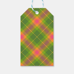 ÉTIQUETTES-CADEAU ORANGE VERT JAUNE ROSE PLAID MOTIFS
