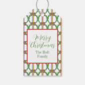 Étiquettes-cadeau Oranges d'aquarelle Plaid Bow Monogramme de Noël (Dos)