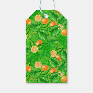 Étiquettes-cadeau Oranges et feuilles tropicaux