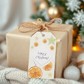 Étiquettes-cadeau Oranges Motifs élégantes et étoiles sur beige