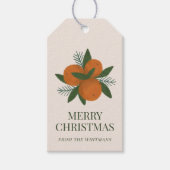 Étiquettes-cadeau Oranges peintes et agrumes de pin Nom de Noël (Devant)