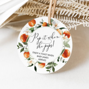 Étiquettes Cadeau Oranges Pop it quand elle accouche baby shower