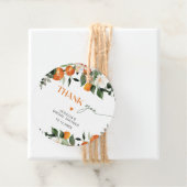 Étiquettes Cadeau Oranges thème oranges feuillage mariage remercieme (En situation)