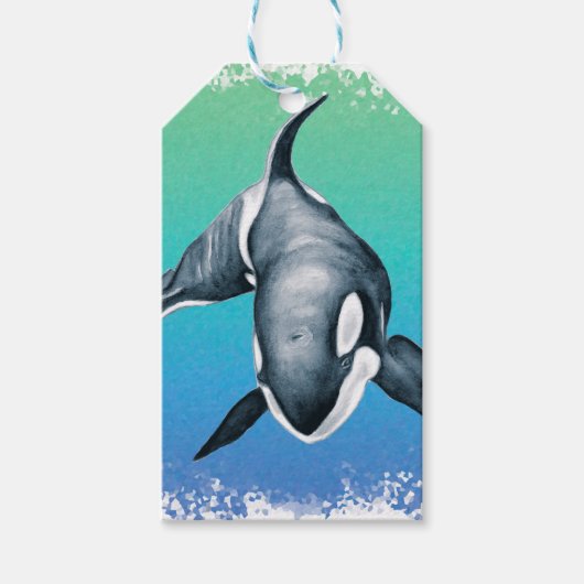 Étiquettes-cadeau Orca Whale cristal Turquoise (Devant)
