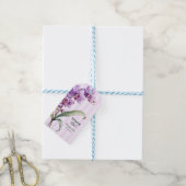 Étiquettes-cadeau Orchidée violette moderne rayures Merci floral (Avec de laficelle)