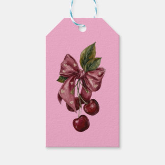 Étiquettes-cadeau Oreiller lombaire à ruban rose Coquette Cherry