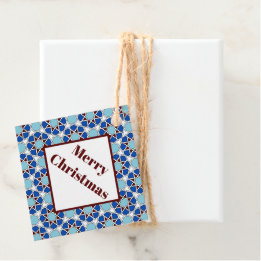 Étiquettes Cadeau Oriental Bleu Blanc Marocain Motif géométrique