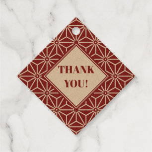 Étiquettes Cadeau Oriental Red Shinshu Asanoha Motif du Japon