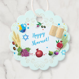 Étiquettes Cadeau Ornement décoratif SHAVUOT heureux sept espèces