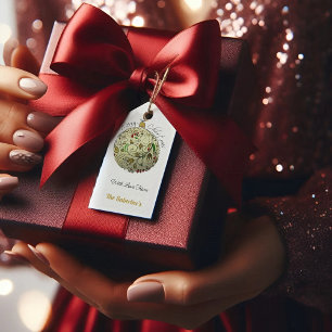 Étiquettes-cadeau Ornement moderne Elegant Gold Doodle de Noël