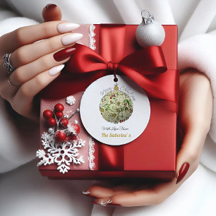 Étiquettes Cadeau Ornement moderne Elegant Gold Doodle de Noël