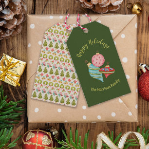 Étiquettes-cadeau Ornement Noël Whimsical traditionnel Nostalgale