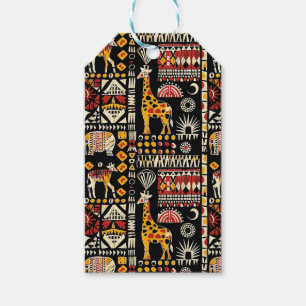 Étiquettes-cadeau Ornement traditionnel ethnique africain, patte tri